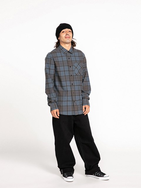 Volcom Caden Plaid Long Sleeve Flannel Blå | KZM035289