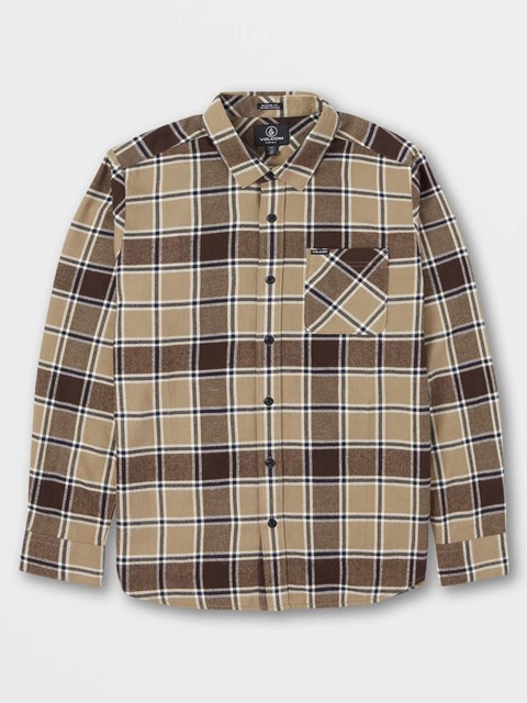 Volcom Caden Plaid Long Sleeve Flannel Khaki | DVJ250876