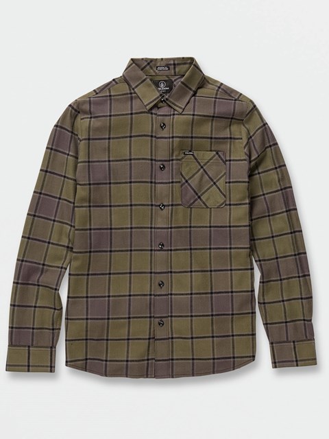 Volcom Caden Plaid Long Sleeve Flannel Military | GFO405713