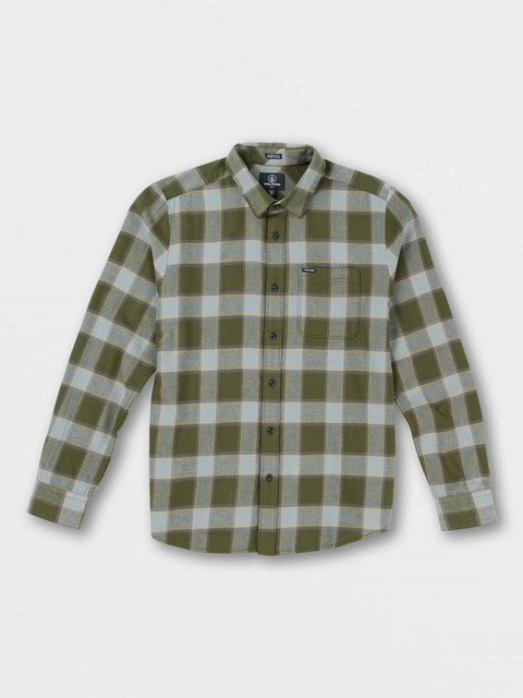 Volcom Caden Plaid Long Sleeve Flannel Military | HWC492108