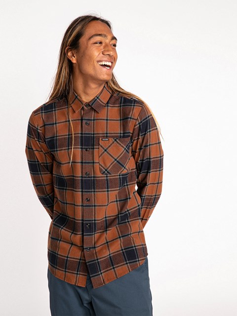 Volcom Caden Plaid Long Sleeve Flannel Mocha | HYB214073