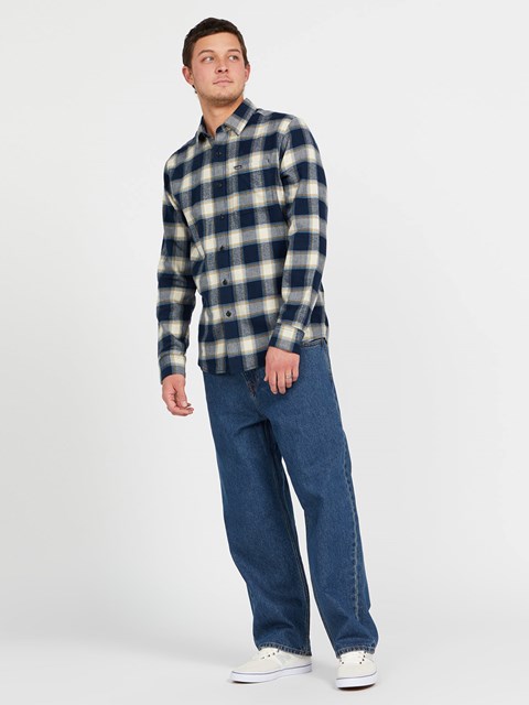 Volcom Caden Plaid Long Sleeve Flannel Marinblå | NAM410925