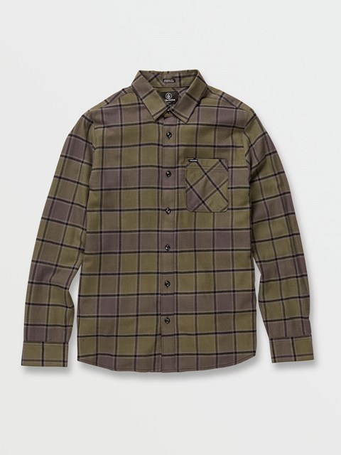 Volcom Caden Plaid Long Sleeve Flannel Military | ZYK201438