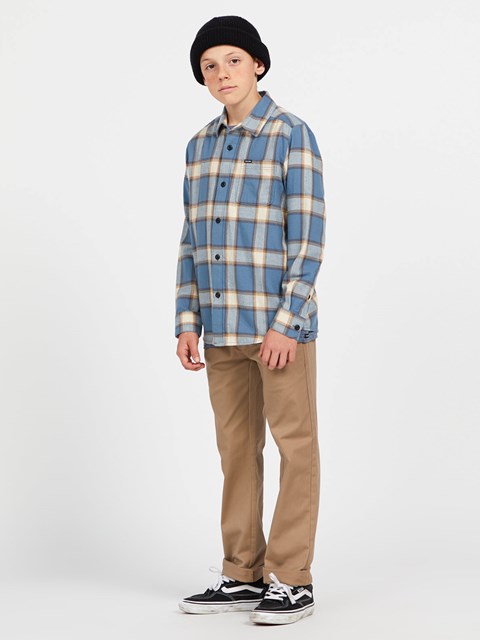 Volcom Caden Plaid Long Sleeve Shirt Blå | QDH940135