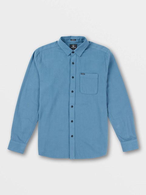 Volcom Caden Solid Long Sleeve Shirt Blå | YBE275604
