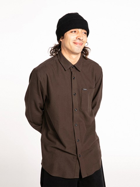 Volcom Caden Solid Long Sleeve Shirt Mörkbruna | ITX819472
