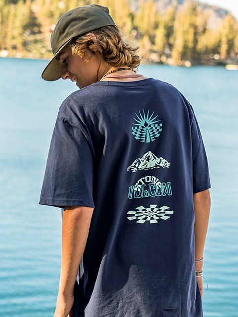 Volcom Chimney Korta Sleeve Tee Marinblå | REQ401732