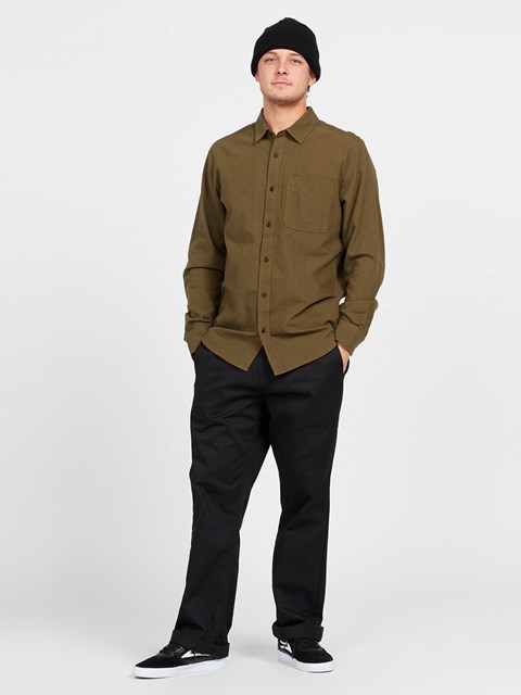 Volcom Date Knight Long Sleeve Shirt Military | FBX913756