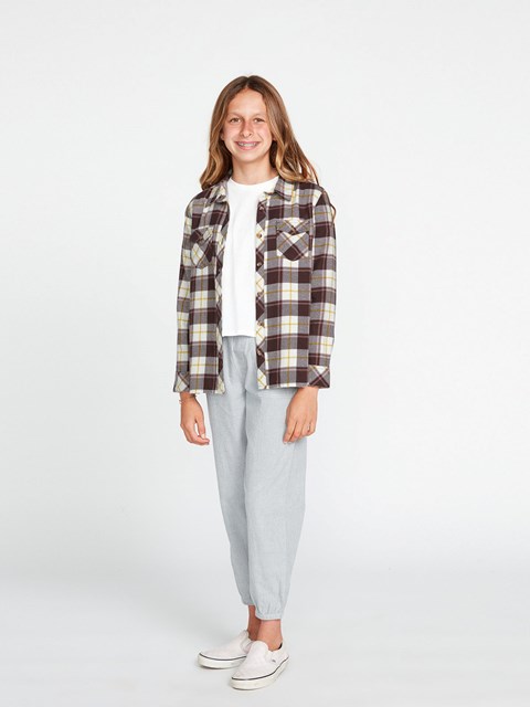 Volcom Getting Rad Plaid Long Sleeve Flannel Espresso | XCG982537