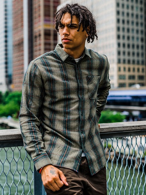 Volcom Heavy Twills Flannel Long Sleeve Shirt Khaki | BZQ840125