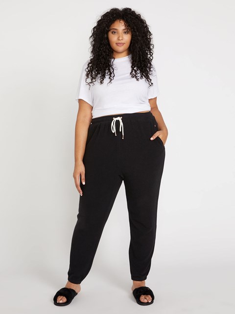 Volcom Lived In Lounge Plus Size Fleece Pant Svarta | TJA054683
