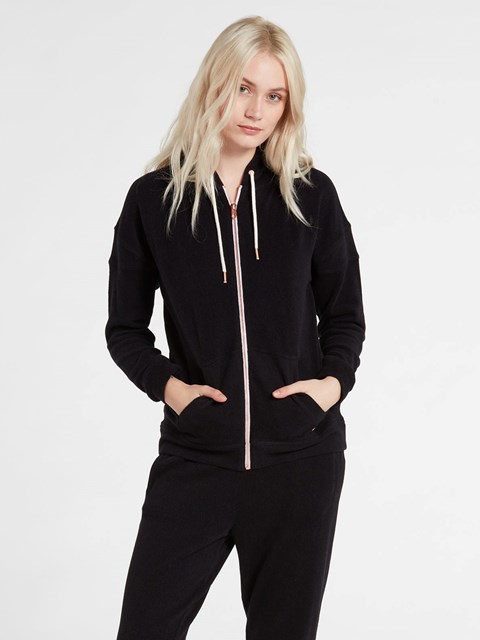 Volcom Lived In Lounge Zip Hoodie Svarta | EJC192453