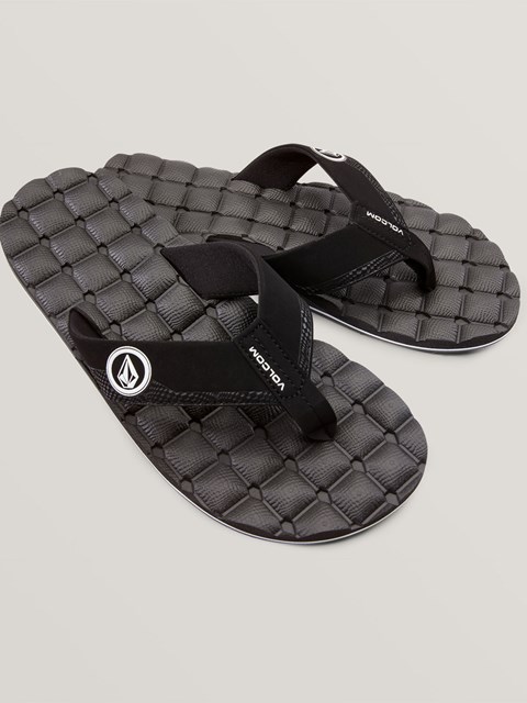 Volcom Men's Foam Black & White Flip-Flops Svarta Vita | GCD305978