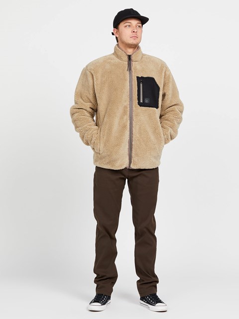 Volcom Muzzer Fuzzar Zip Hoodie Khaki | RQL305247