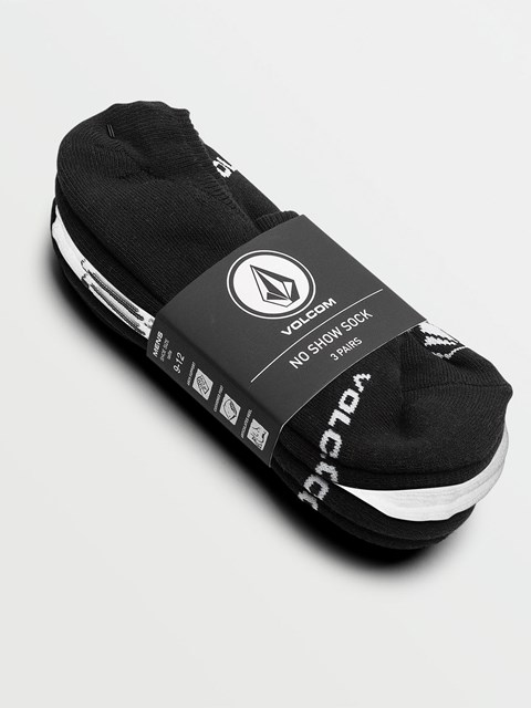 Volcom No Show Stone Socks 3 Pack Svarta Vita | TSB415893