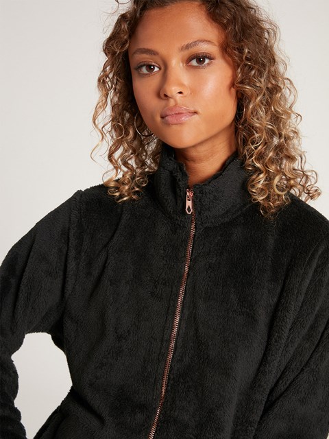 Volcom Pheelin Phuzzy Zip Up Jacket Svarta | MPC093285