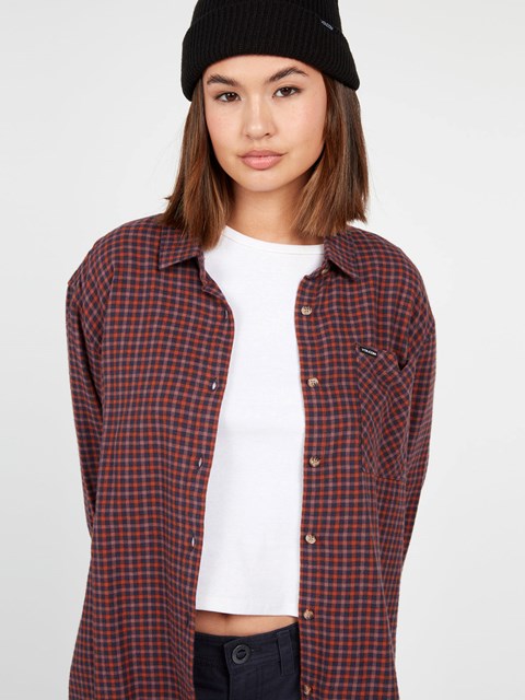 Volcom Plaid To Meet U Long Sleeve Flannel Blå | WCH372548