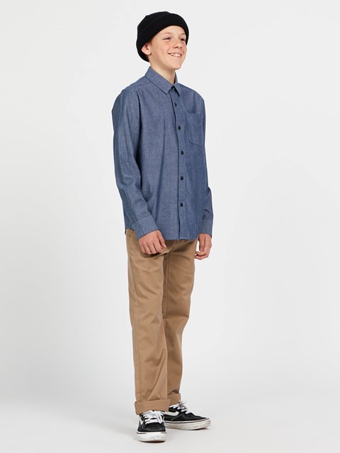 Volcom Play Date Knight Long Sleeve Shirt Marinblå | EHV931627