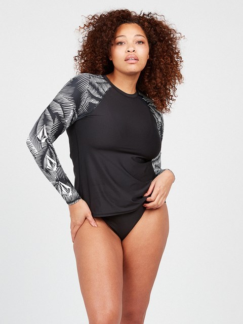 Volcom Stay or Leaf Long Sleeve UPF 50 Plus Size Rashguard Svarta | OIG785062