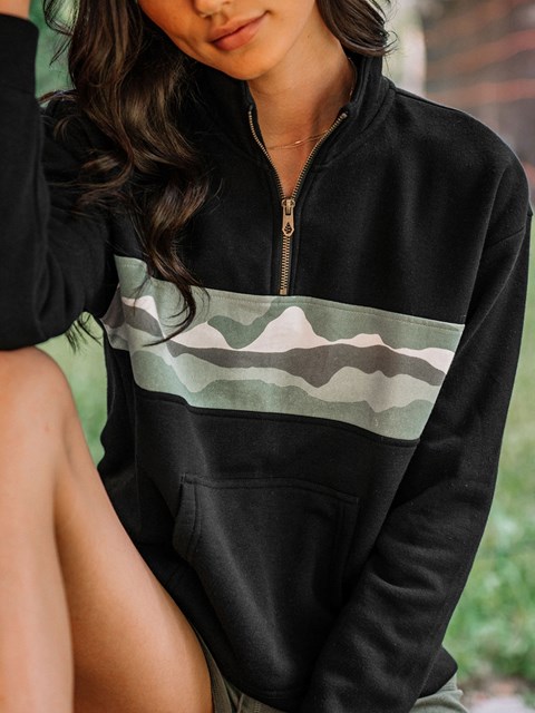Volcom Stone Stacked Mock Neck Hoodie Svarta | DGY794103