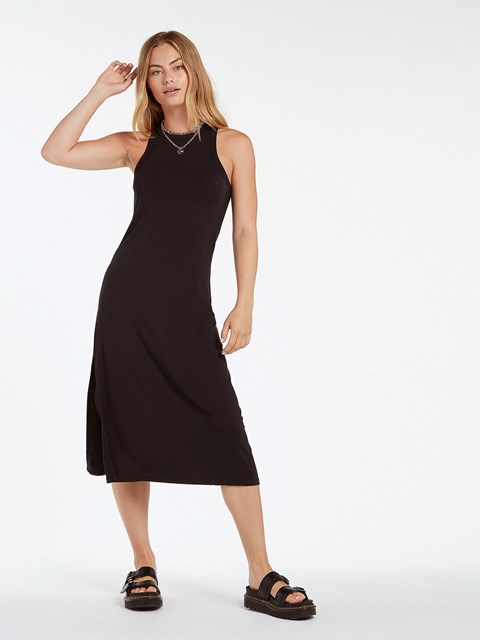 Volcom Stonelight Midi Klänning Svarta | BMS687345