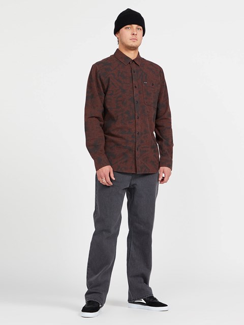 Volcom Tie Dye Long Sleeve Flannel Mahogany | CIA640539