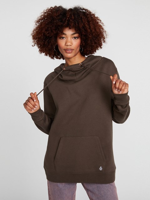 Volcom Walk It Out High Neck Hoodie Espresso | SYJ087194